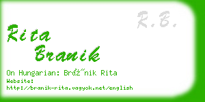 rita branik business card